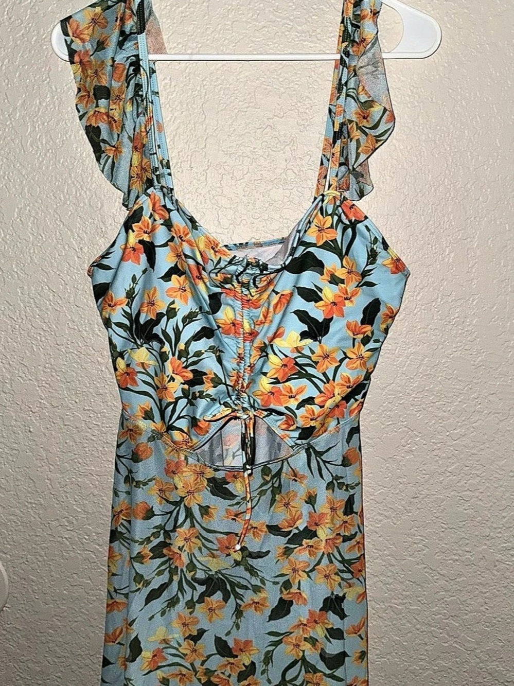 Floral Bikini Set in Blue & Orange Like New